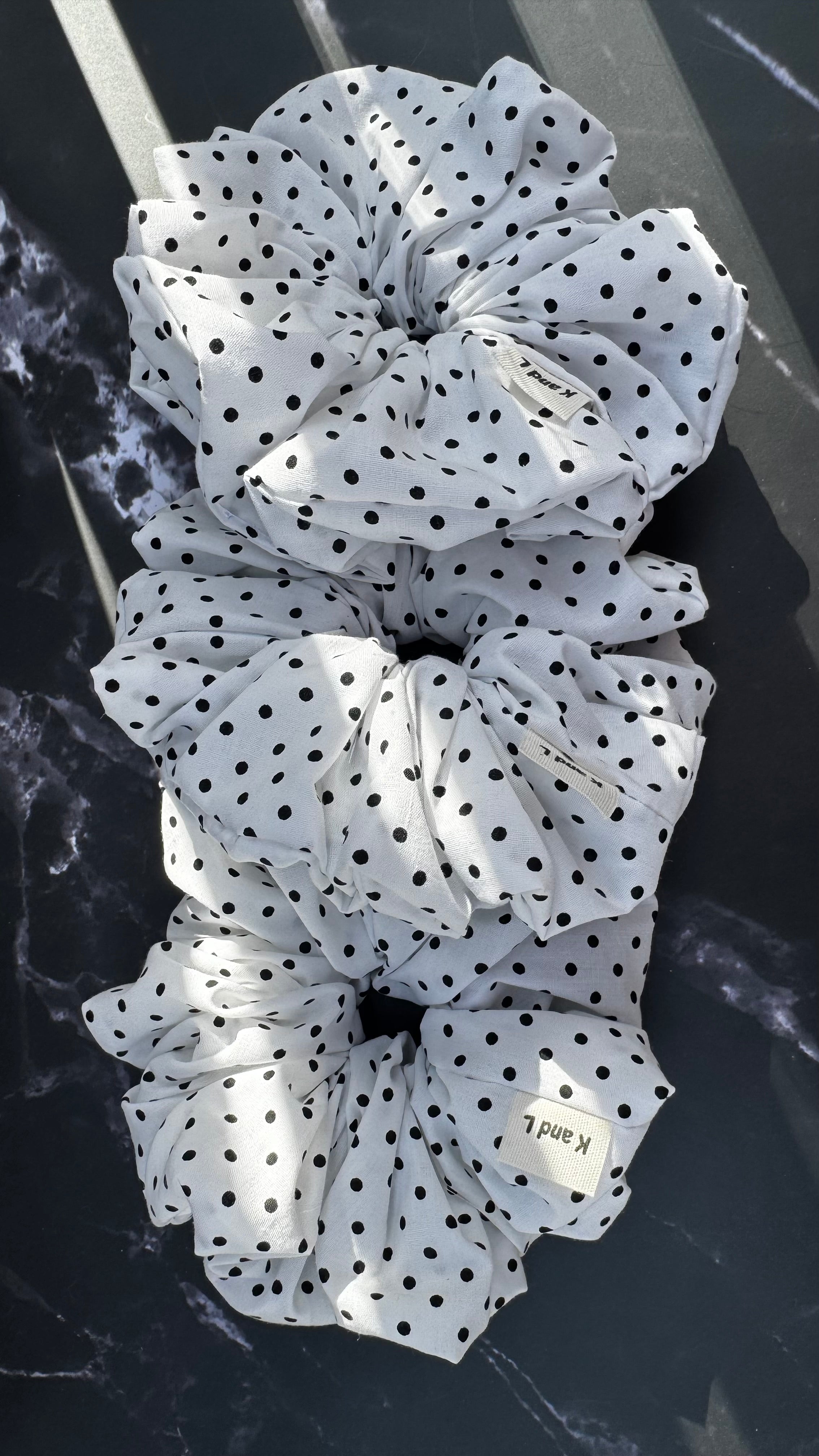 White polka dots